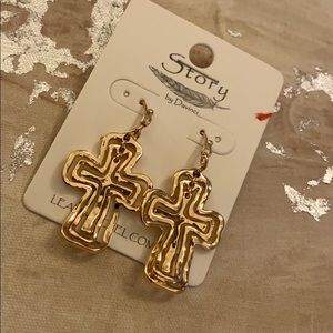 Gold Cross Earrings